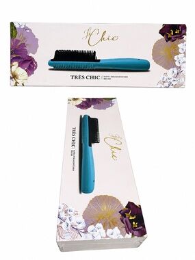 Le Chic Très Chic Ionic Hair Straightener Brush Blue New in Box